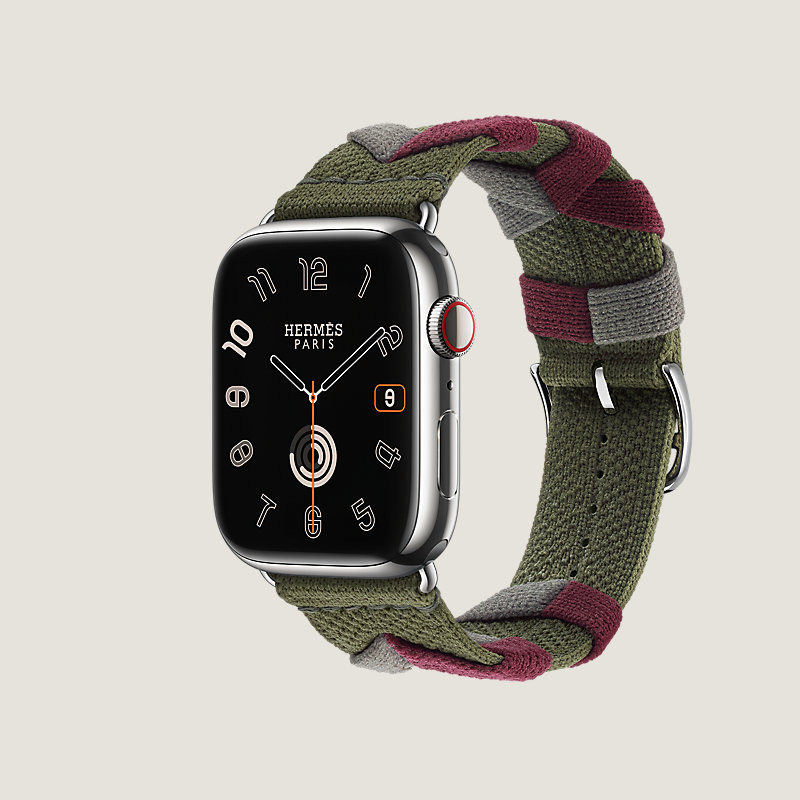 Series 9錶殼& Apple Watch Hermès 45 mm Bridon Single Tour錶帶